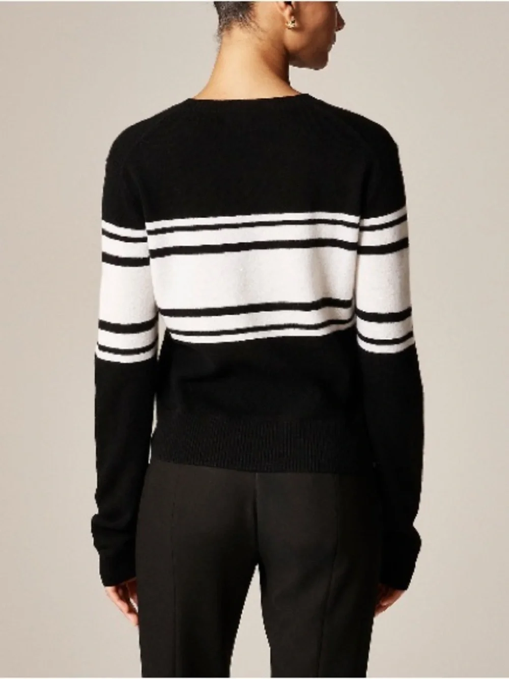 J.Crew Cashmere high V-neck sweater in stripe CR138